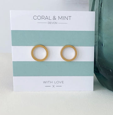 Gold Eternity Earrings   Coral and Mint